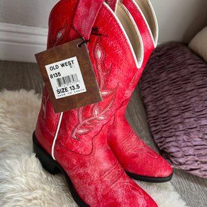 Girls Red Cowboy Boots Size 13.5 - Never Worn